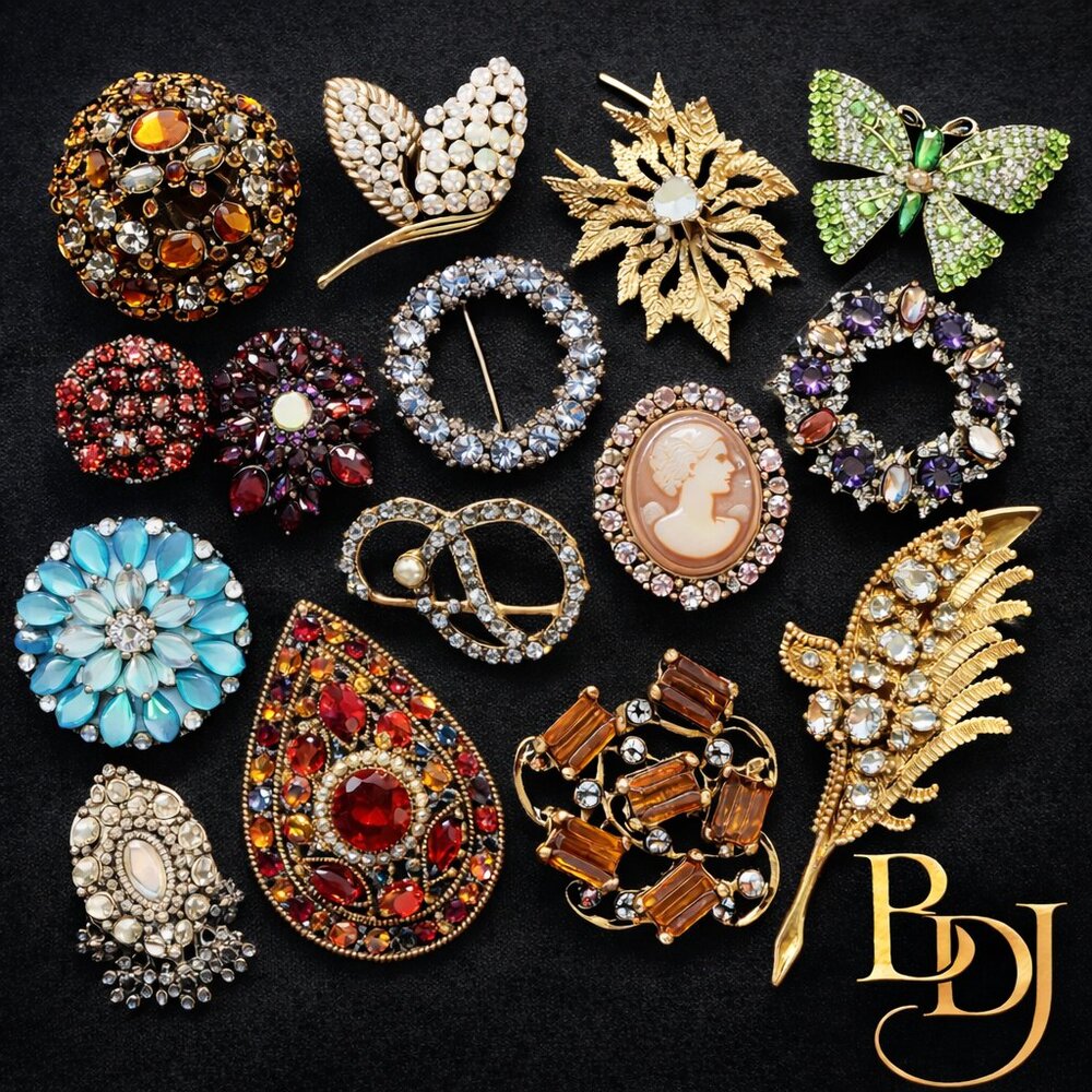 BDJ Discovery 0.5 lb Brooch Lot • Vintage Pins • Rare Finds • 8–15 Pc Est ✨🖤!!